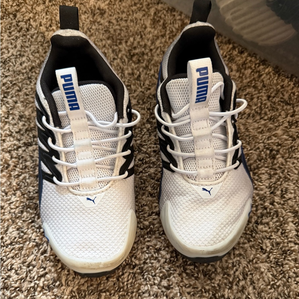 PUMA Kids White and Blue Sneakers